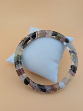Handmade Gemstone Floating Bangle Bracelet Vintage Upcycled Jewelry Gift